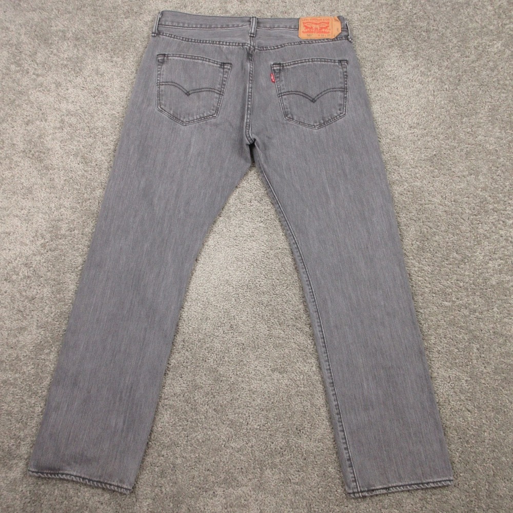 Levis Jeans Mens 33x20 Gray 501 Button Fly Original Straight Denim Pants - Picture 2 of 10